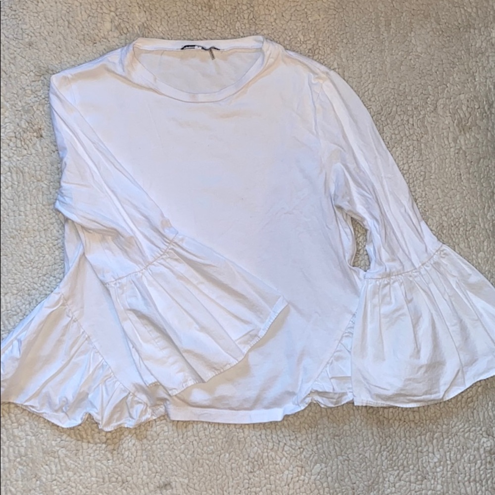 Bell sleeve white blouse